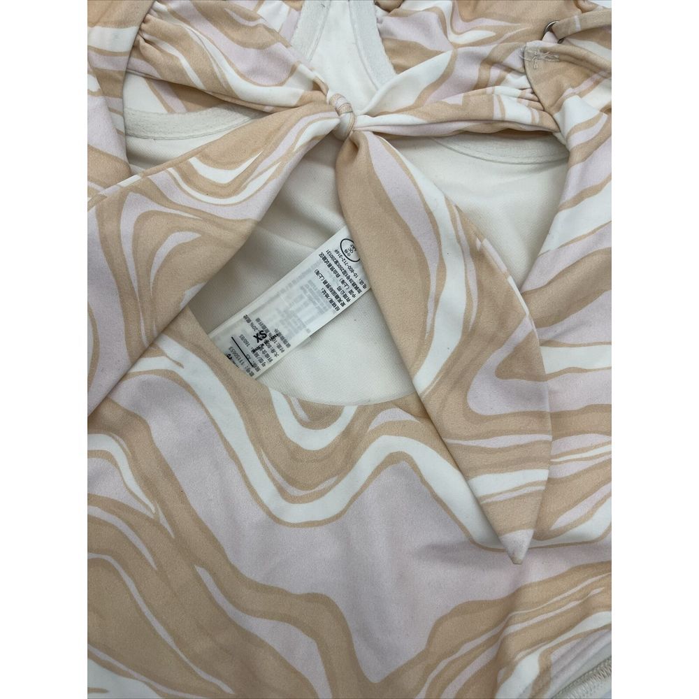 Abercrombie & Fitch‎ One Piece Swimsuit Peach White Swirl Underwire Retro XS - Picture 4 of 7